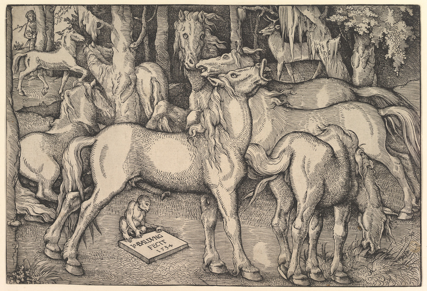 1534 absurd_res ancient_furry_art animal_genitalia animal_penis animal_pussy border butt cervine eating elk equine_penis equine_pussy erection female feral flared_penis flehmen forest grass greyscale group hans_baldung_grien hi_res hooves human imminent_sex lying male male/female mammal monkey monochrome nude open_mouth outside penis primate proper_art public_domain pussy renaissance signature standing traditional_media_(artwork) tree walking woodcut