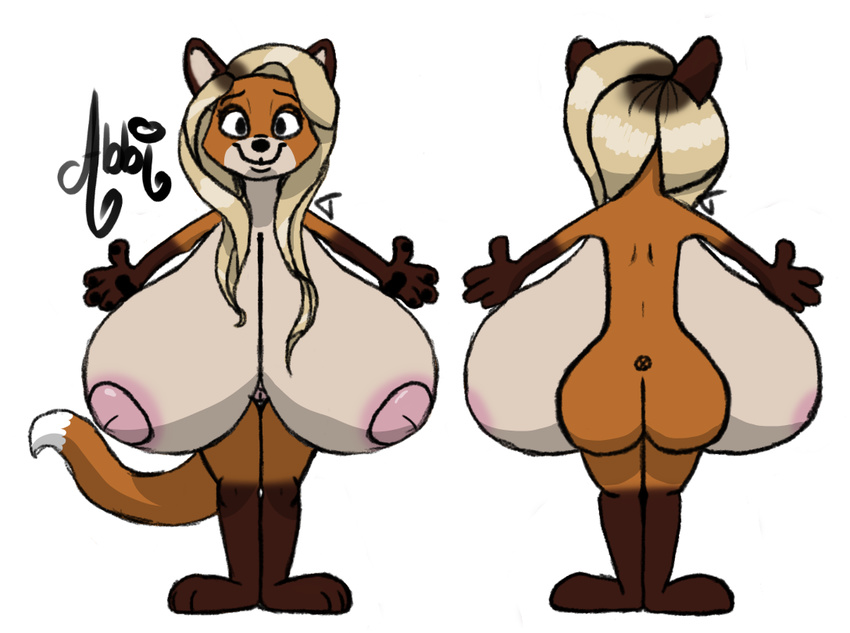 2017 abbi anthro areola big_breasts big_butt blonde_hair breasts butt canine coloncapitalt digital_media_(artwork) female fox hair huge_breasts huge_butt hyper hyper_breasts looking_at_viewer mammal model_sheet nipples nude red_fox simple_background solo standing thick_thighs voluptuous wide_hips