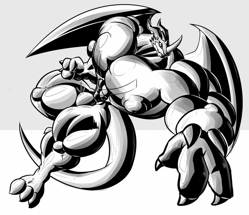 abdomen anthro big_muscles bulge digimon dragmon dragon exveemon male muscular muscular_male nipples pecs solo