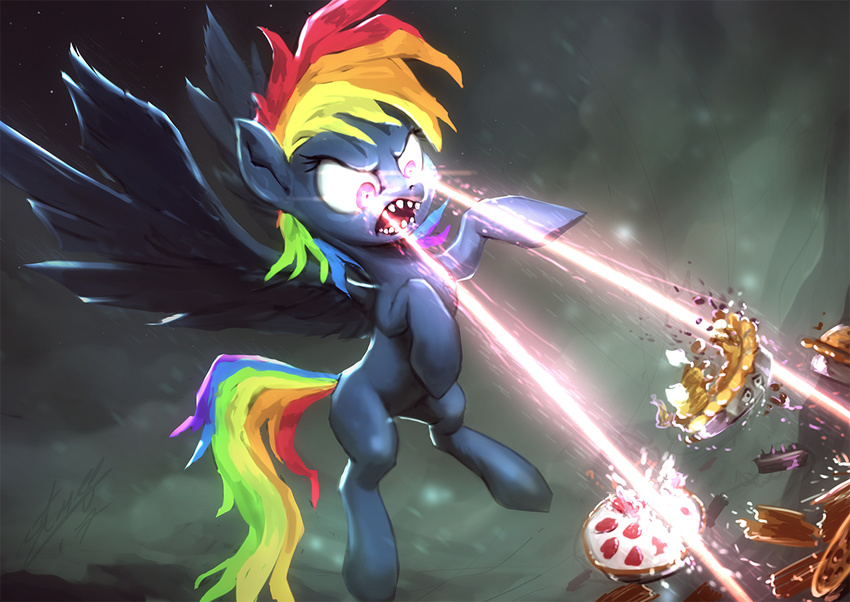 2017 assasinmonkey equine fangs female food friendship_is_magic laser laser_eyes mammal my_little_pony pegasus pie rainbow_dash_(mlp) reaction_image sharp_teeth solo teeth wings