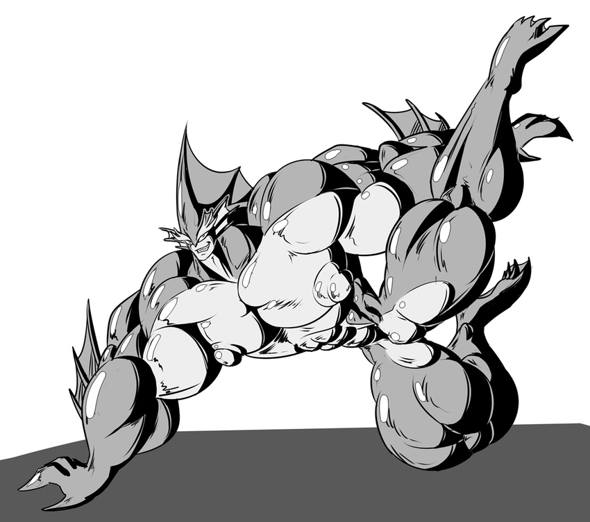 abdomen anthro big_muscles bulge darkstalkers dragmon fish hyper hyper_muscles male marine muscular muscular_male nipples pecs rikuo solo video_games