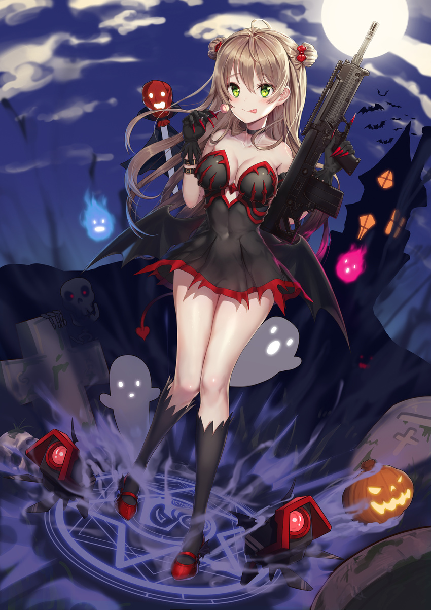 cleavage dress girls_frontline greem_bang gun halloween rfb_(girls_frontline) wings