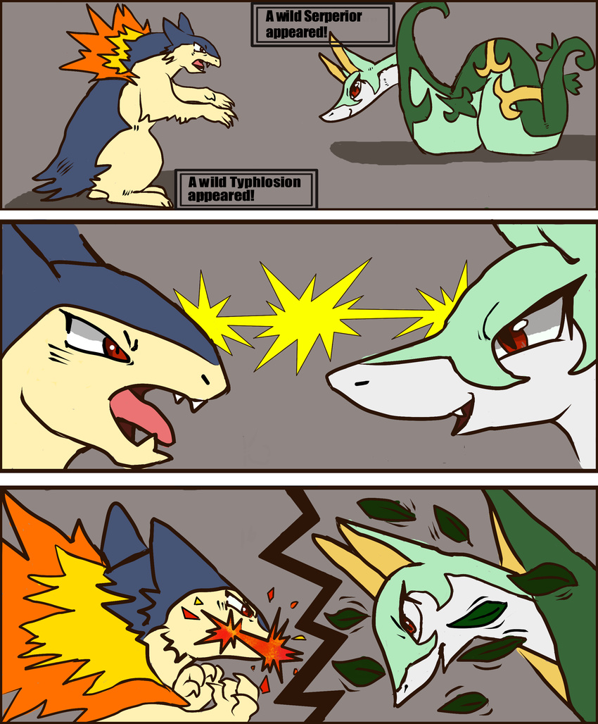 digital_media_(artwork) female fight fire invalid_color invalid_tag male male/female mammal nintendo pok&eacute;mon pok&eacute;mon_(species) reptile scalie serperior tongue typhlosion video_games