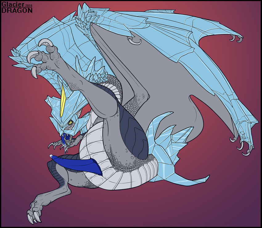 2016 3_toes belly_scales biped black_scales blue_penis blue_tongue blue_wings claws digital_drawing_(artwork) digital_media_(artwork) digitigrade dragon drooling elemental erection feral front_view full-length_portrait genital glacierdragon gradient grey_claws grey_scales grey_wings hi_res ice ice_elemental ice_wings kyurem legendary_pok&eacute;mon long_tongue lying male membranous_wings multicolored_scales nintendo nude on_back open_mouth penis pok&eacute;mon pok&eacute;mon_(species) portrait precum presenting presenting_penis purple_background raised_leg red_background saliva scales scalie sharp_teeth short_tail simple_background slit solo tapering_penis teeth toe_claws toes tongue tongue_out two_tone_wings video_games western_dragon white_scales wings yellow_eyes