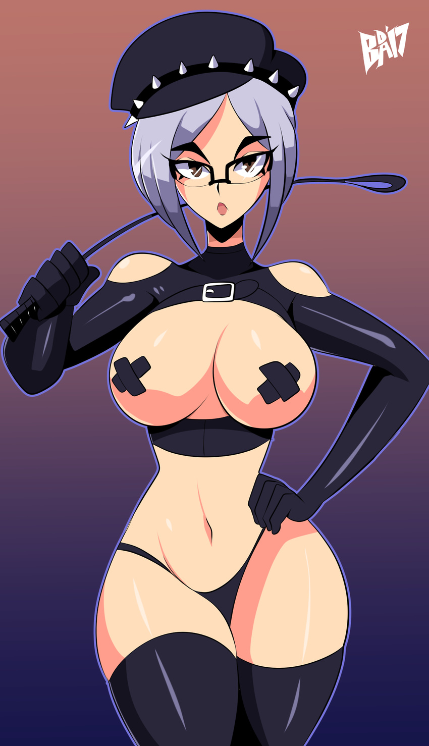 1girl bigdead93 breasts dominatrix glasses prison_school shiraki_meiko solo