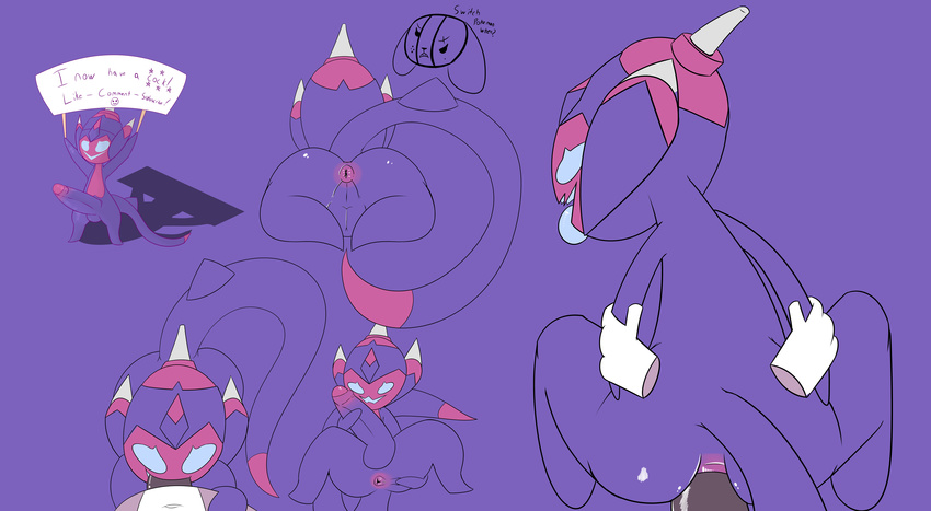 2017 absurd_res alien anthro blue_eyes blush glowing glowing_eyes hi_res humanoid male male/male nintendo not_safe_for_reality nude open_mouth penetration penis pok&eacute;mon pok&eacute;mon_(species) sex simple_background smile thick_thighs tongue ub_adhesive ultra_beast video_games