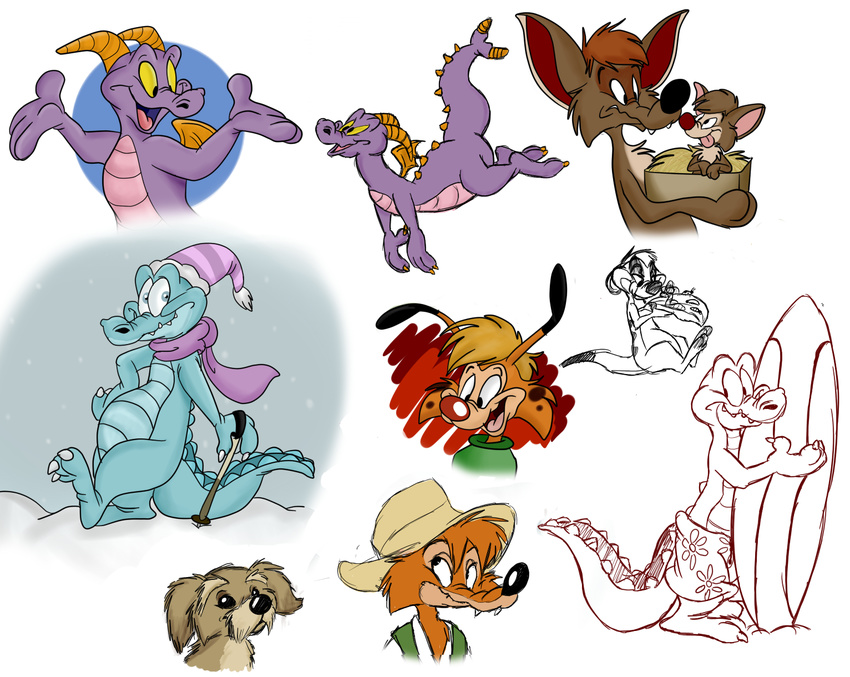 3_toes 4_fingers alligator anthro bent-tail bent-tail_junior black_nose bonkers bonkers_(series) box br'er_fox brown_fur canine carousel_of_progress claws colored_sketch coyote crocodilian dipstick_ears dipstick_tail disney disney's_blizzard_beach disney's_typhoon_lagoon disney_parks dog dragon epcot fangs feline feral figment fossilizedtoons fox fur group grub hat herpestid hi_res holding_object ice_gator journey_into_imagination lagoona_gator licking licking_lips lynx magic_kingdom mammal meerkat mongoose multicolored_tail multiple_images orange_fur purple_scales red_nose reptile rover_(carousel_of_progress) scales scalie scarf simple_background sketch ski_pole surfboard the_lion_king timon toe_claws toes tongue tongue_out toony walt_disney_world white_background