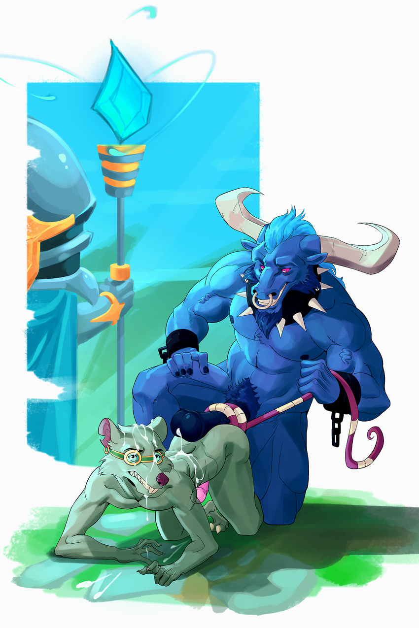 alistar_(lol) anthro bovine brookbashe cum cum_on_back cum_on_face duo erection eyewear facial_piercing goggles hair horn league_of_legends male male/male male_penetrating mammal muscular muscular_male nipples nose_piercing nose_ring nude pecs piercing rat riot_games rodent sex size_difference tail_pull twitch veiny_muscles video_games