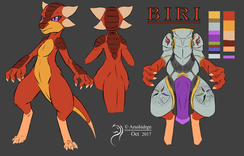 2017 arashidrgn claws clothing dragon female horn kobold multiple_poses nude pose reptile scales scalie short_stack simple_background solo