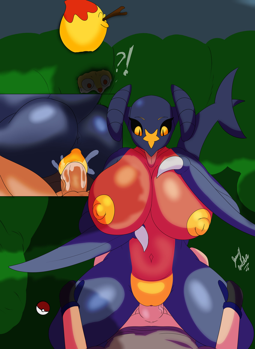 ! 2017 ? absurd_res anthro anthrofied areola being_watched big_breasts bottomless braixen breasts butt cerberuscarmine clothed clothing cowgirl_position dragon female female_on_top garchomp hi_res huge_breasts human human_on_anthro interspecies larger_female male male/female male_on_anthro male_penetrating mammal navel nintendo nipples nude on_top outside penetration penis pok&eacute;ball pok&eacute;mon pok&eacute;mon_(species) pok&eacute;philia pussy sex signature size_difference tongue tongue_out vaginal vaginal_penetration vein veiny_penis video_games