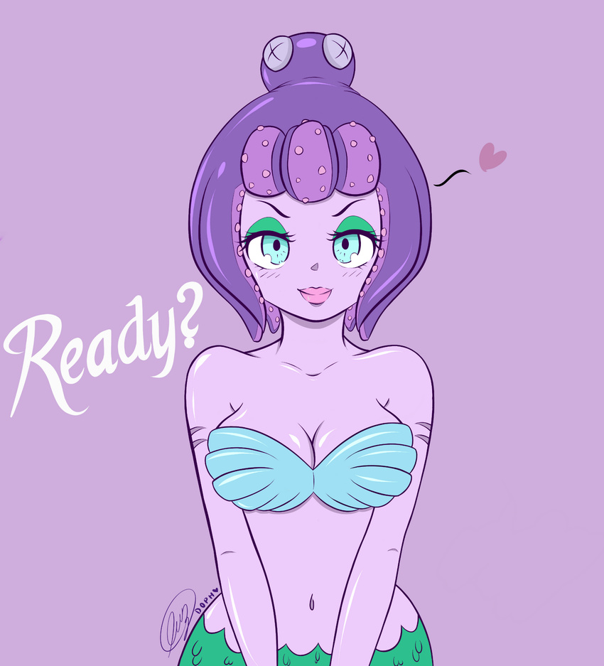 &lt;3 2017 absurd_res blush breasts cala_maria cleavage clothed clothing cuphead_(game) eyelashes female hi_res lips marine merfolk solo source_request unknown_artist