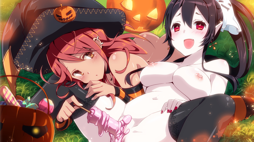 ass bottomless breasts game_cg garter heels naked nipples no_bra sakura_halloween stockings tagme thighhighs uncensored undressing wanaca winged_cloud yuri