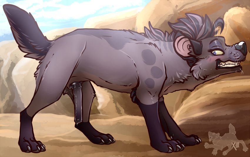 anatomically_correct animal_genitalia blue_eyes disney female feral fur grey_fur hyena jasiri_(tlg) mammal pseudo-penis solo spotted_hyena the_lion_guard the_lion_king x-kid