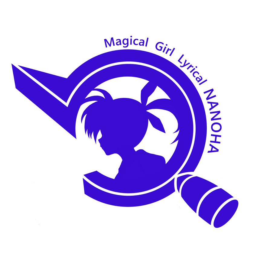 copyright_name hair_ribbon lyrical_nanoha magical_girl mahou_shoujo_lyrical_nanoha monochrome mumulatte profile purple raising_heart ribbon short_twintails silhouette simple_background takamachi_nanoha twintails upper_body white_background