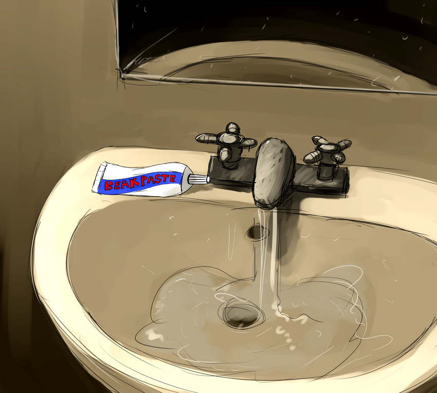 english_text hladilnik mirror not_furry sink text toothpaste water zero_pictured