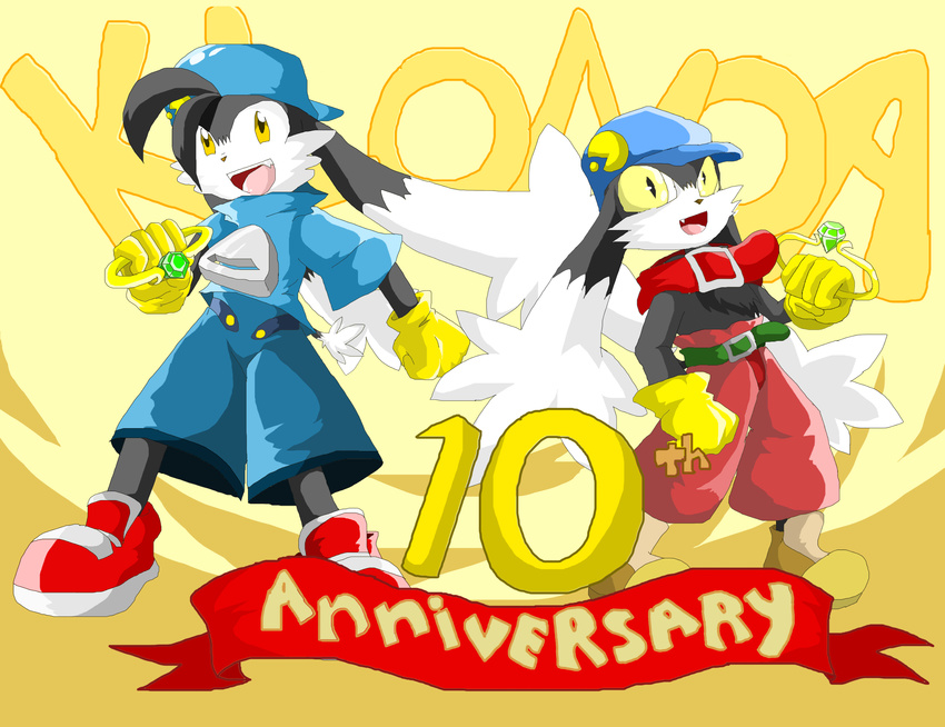 2007 belt clothing cute_fangs footwear gloves hyrika klonoa klonoa_(series) open_mouth pac-man pac-man_(series) pants shoes video_games yellow_eyes