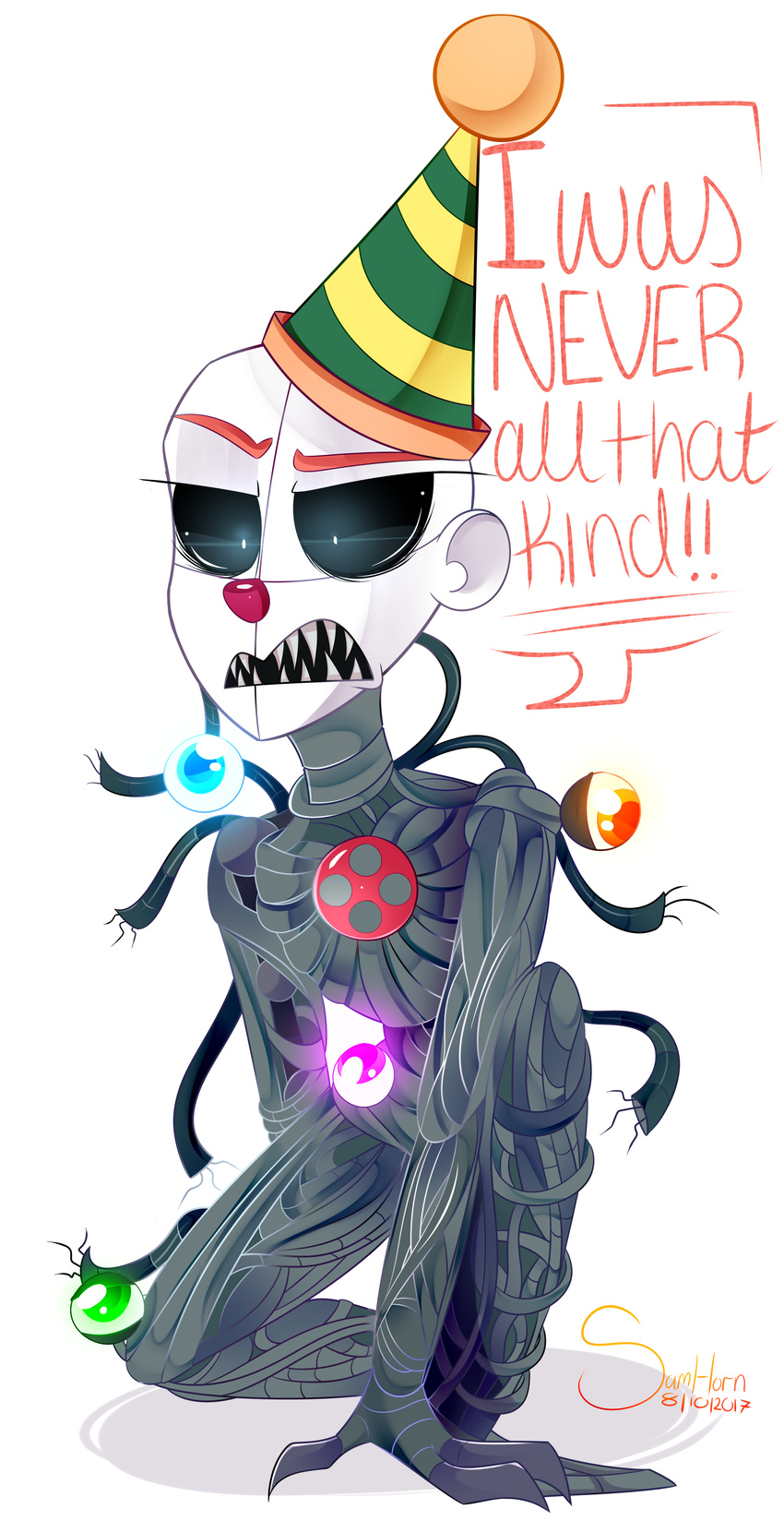 2017 animatronic ennard_(fnafsl) five_nights_at_freddy's glowing hat humanoid machine not_furry party_hat robot sideshow-spottus sister_location video_games