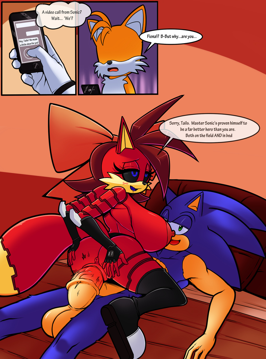 big_breasts big_butt big_penis breasts butt canine comic dreamcastzx1 female fiona_fox fox hedgehog huge_breasts huge_butt huge_penis male mammal miles_prower penis sonic_(series) sonic_the_hedgehog