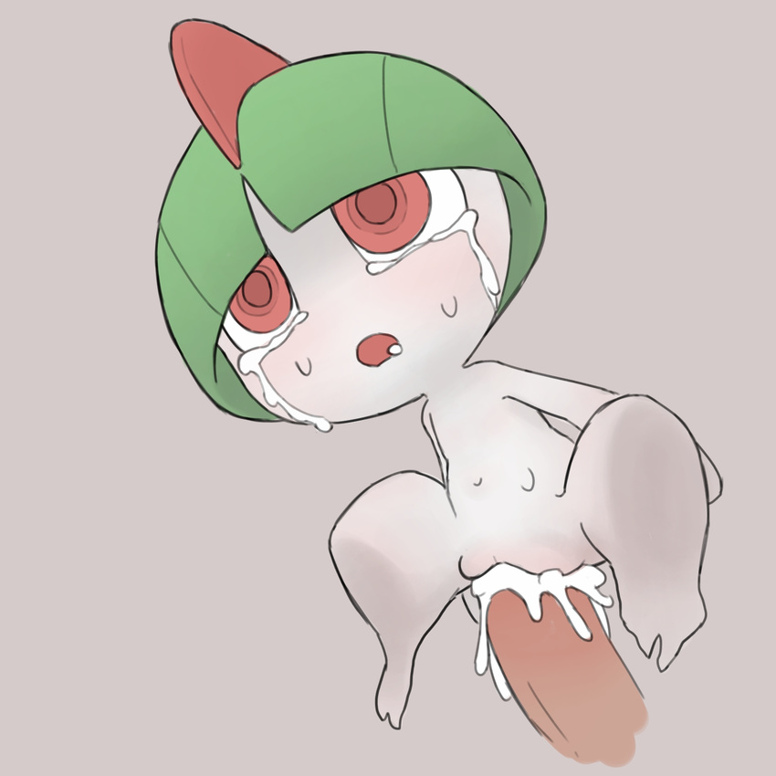 blank_stare blush crying cum cum_inside disembodied_penis duo erection female green_hair hair hi_res humanoid male male/female mammal mind_break nintendo not_furry penetration penis pok&eacute;mon pok&eacute;mon_(species) pussy ralts red_eyes sex simple_background solo_focus sweat tears video_games youjomodoki