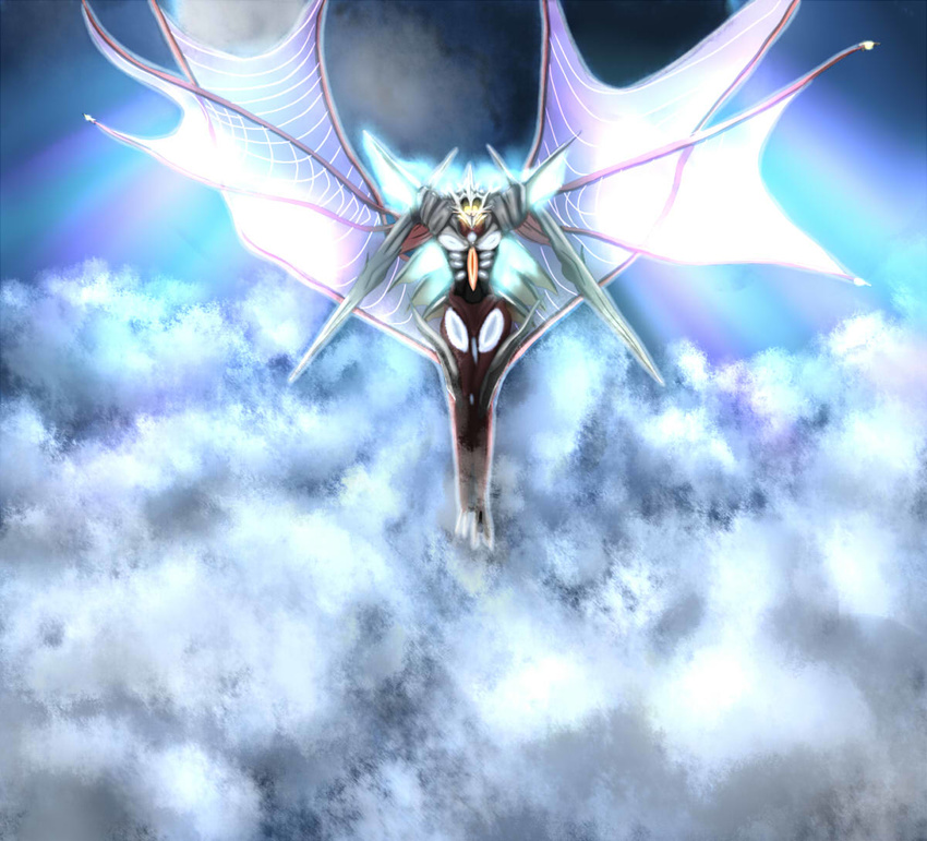 cloud energy flying gamera_(series) giant_monster glowing irys_(gamera) kaijuu monster night tentacle