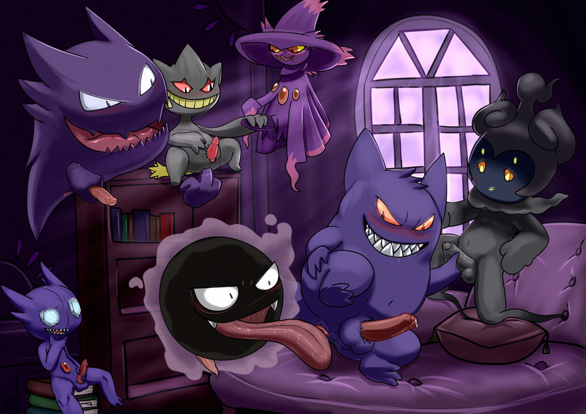 anal anal_penetration anthro anus balls banette bed big_ears blush butt cum cum_on_penis erection fangs fingering gastly gengar ghost group group_sex handjob haunter inside johawk legendary_pok&eacute;mon looking_back looking_down male male/male marshadow masturbation middle_finger mismagius navel nintendo nude on_bed open_mouth oral orgasm orgy penetration penis pillow pointy_ears pok&eacute;mon pok&eacute;mon_(species) precum presenting presenting_anus presenting_hindquarters raised_leg red_eyes rimming sableye sex sharp_teeth sitting smile spirit spread_legs spreading standing teeth tongue tongue_out uncut vein veiny_penis video_games zipper zipper_mouth