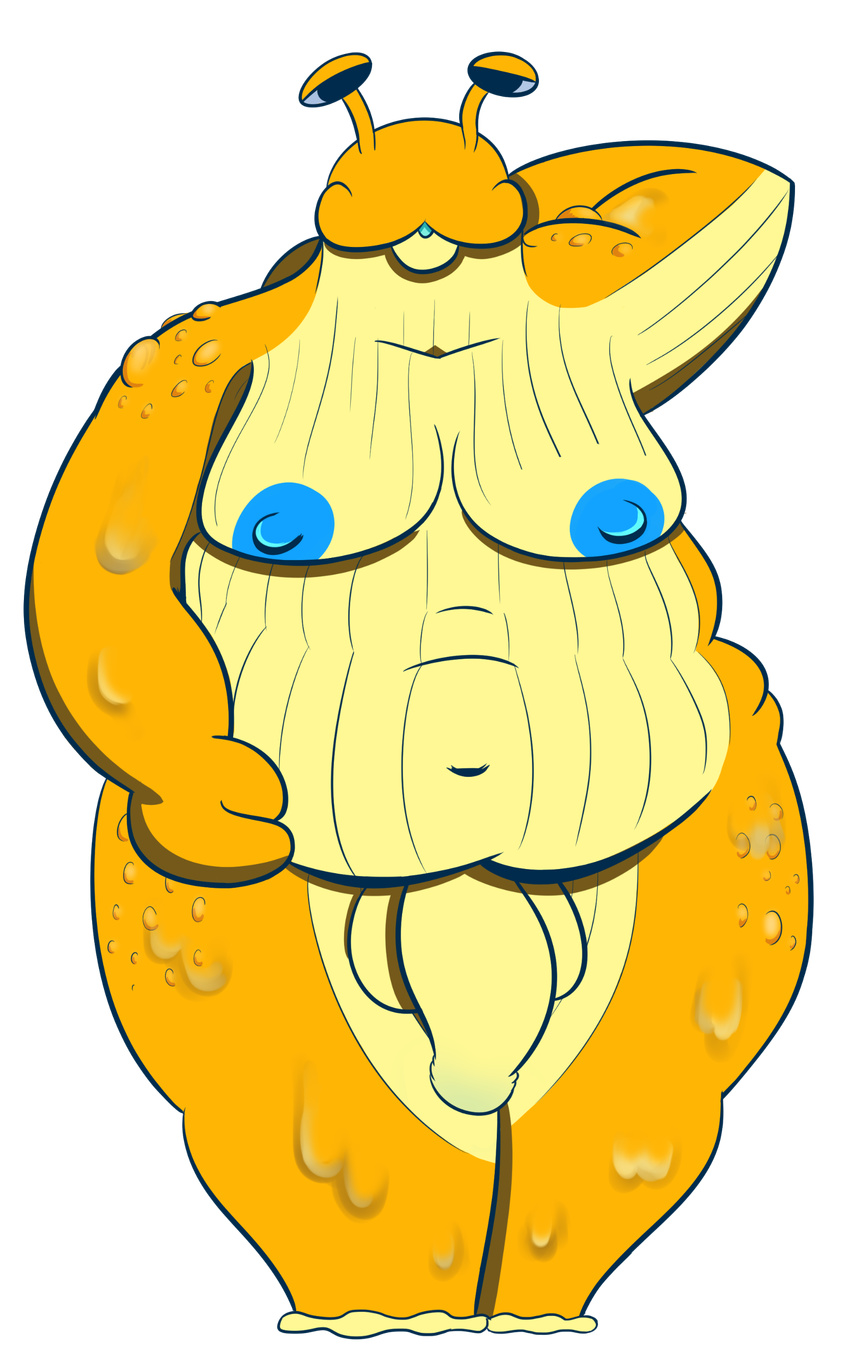 anthro big_nipples big_thighs flaccid gastropod male moobs nipples ota_(artist) penis slightly_chubby slime slug solo wide_hips