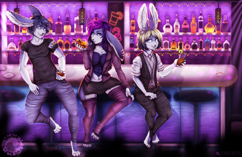 alcohol bar beverage bunnies club_(disambiguation) female lagomorph male mammal rabbit zingiber