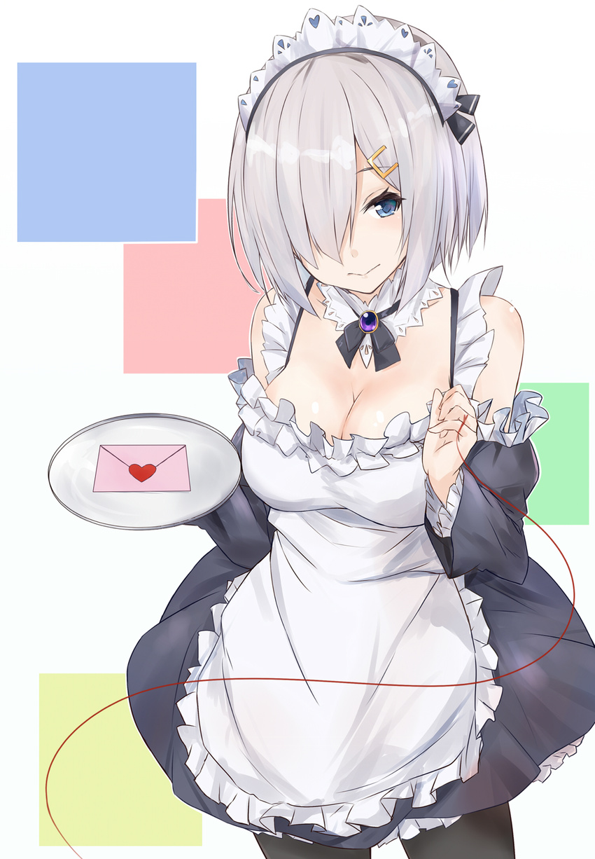 cleavage hamakaze_(kancolle) kantai_collection maid pantyhose saku_(kudrove)