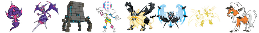 blacephalon canine dawn_wings_necrozma dragon dusk_lycanroc dusk_mane_necrozma green_eyes mammal naganadel nintendo official_art poipole pok&eacute;mon stakataka ultra_beast ultra_necrozma video_games