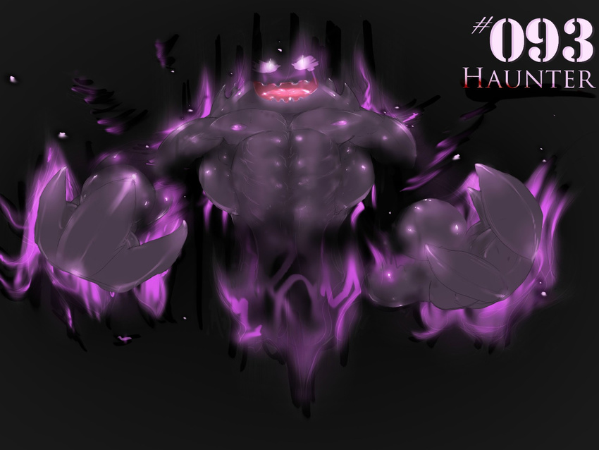 2012 3_fingers abs anthro anthrofied big_biceps black_background colored dark digital_drawing_(artwork) digital_media_(artwork) flying front_view full-length_portrait ghost glowing guardianmoose haunter hi_res huge_muscles invalid_tag light looking_at_viewer male manly muscular muscular_male nintendo nude open_mouth open_smile pecs pink_tongue pok&eacute;mon pok&eacute;mon_(species) pok&eacute;morph portrait purple_body purple_eyes purple_theme serratus shaded simple_background smile solo spirit tongue toony video_games