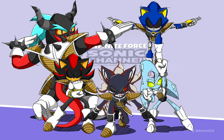 alien anthro bakahog canine chaos_(sonic) clothed clothing colored cosplay crossover dragon_ball dragon_ball_z hedgehog infinite_(sonic) jackal mammal metal_sonic monster pose shadow_the_hedgehog sonic_(series) sonic_forces zavok zeti