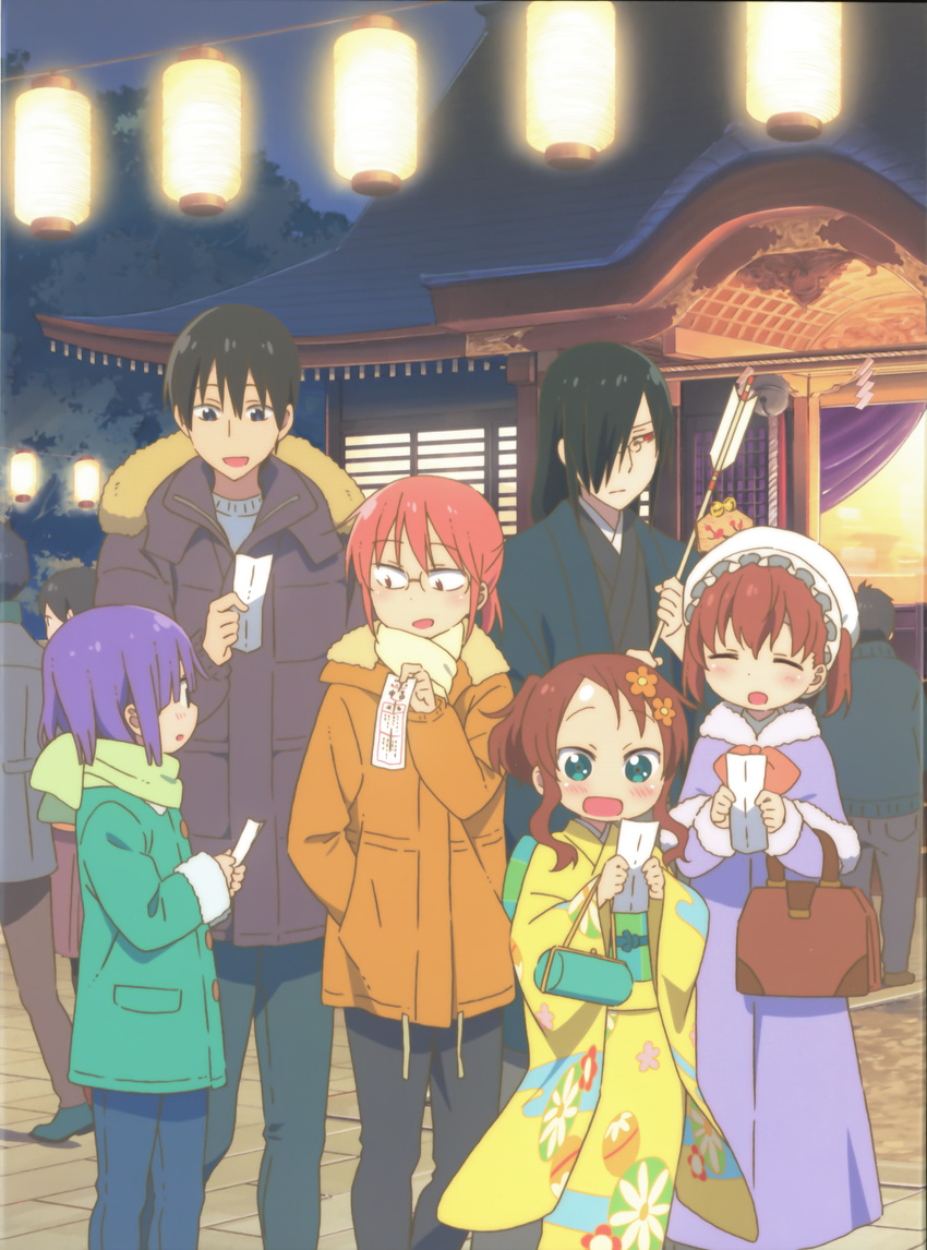 fafnir_(kobayashi-san_chi_no_maid_dragon) kimono kobayashi-san_chi_no_maid_dragon kobayashi_(kobayashi-san_chi_no_maid_dragon) megane saikawa_riko takiya_makoto