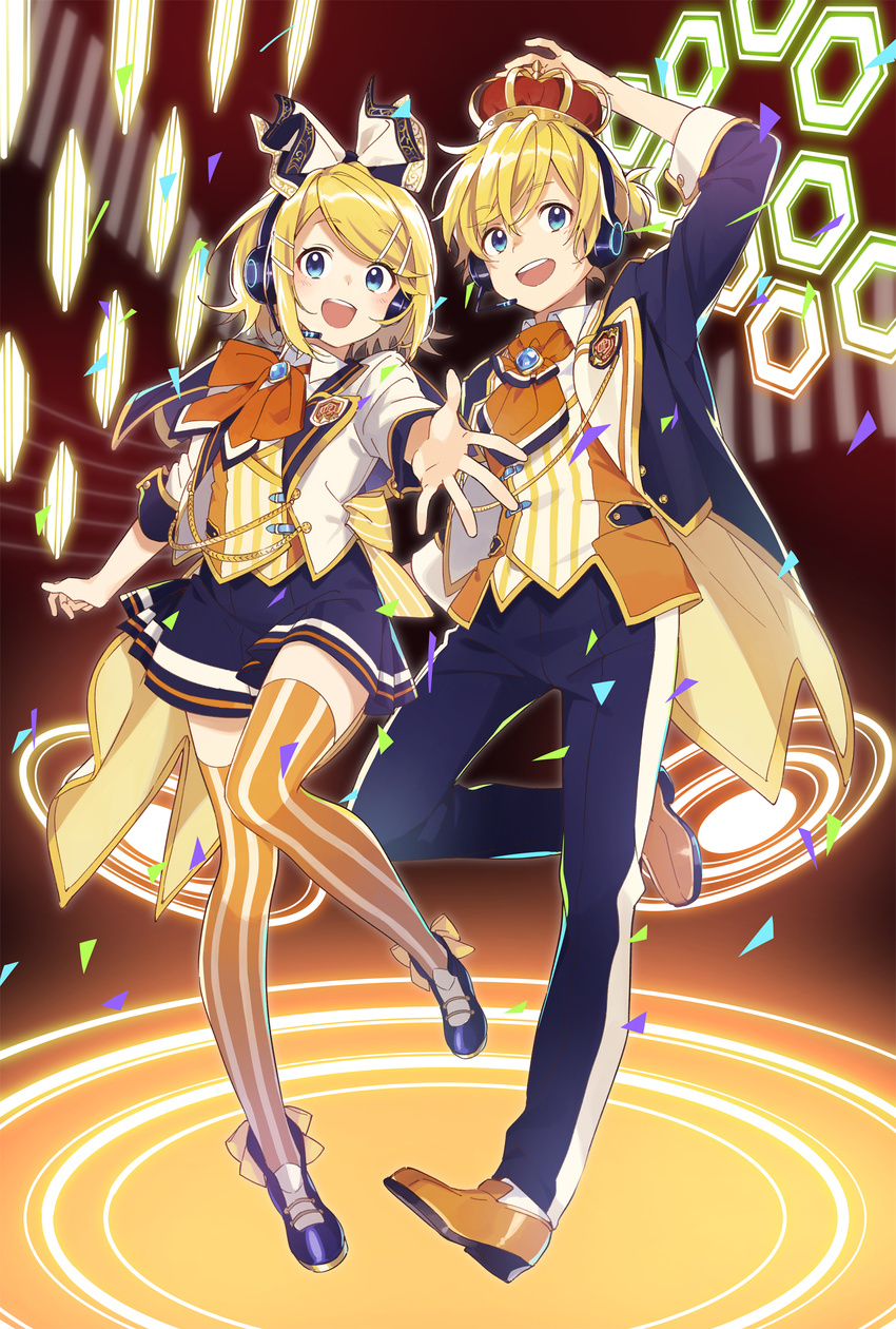 booota headphones kagamine_len kagamine_rin thighhighs vocaloid