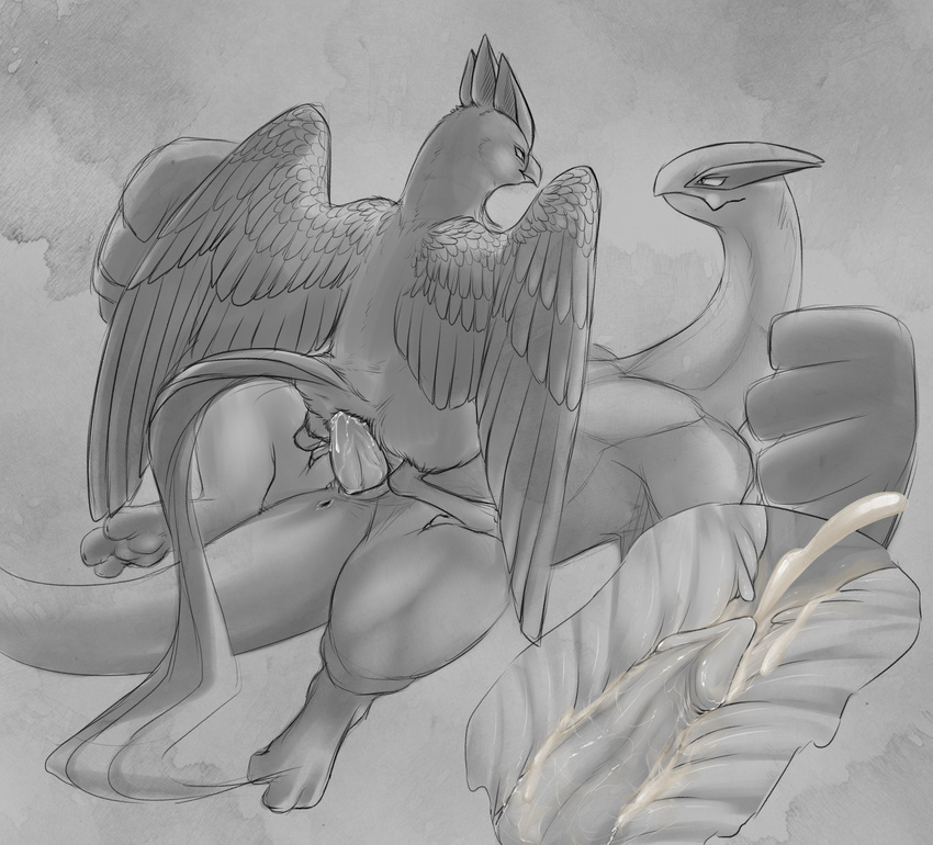 2017 absurd_res animal_genitalia animal_penis anus articuno beak black_and_white cowgirl_position cum cum_in_pussy cum_inside cum_on_penis cumshot cutaway digital_drawing_(artwork) digital_media_(artwork) duo ejaculation erection eye_contact feathered_wings feathers female female_on_top feral feral_on_feral genital_slit glans grey_background greyscale hi_res internal legendary_pok&eacute;mon looking_at_another looking_at_partner lugia lying male male/female male_penetrating monochrome nintendo on_back on_top orgasm penetration penis pok&eacute;mon pok&eacute;mon_(species) pussy sex simple_background sketch slit smaller_version_at_source smile spread_wings tail_feathers tapering_penis vaginal vaginal_penetration vein veiny_penis video_games wings yaroul