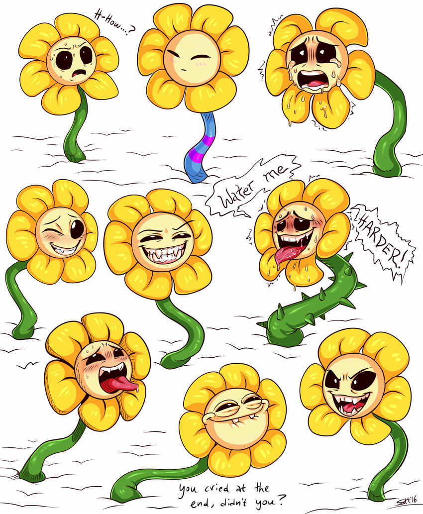 flora_fauna flower flowey_the_flower hi_res nickelodeon not_furry plant protagonist_(undertale) simple_background sorcerushorserus spongebob_squarepants undertale video_games white_background