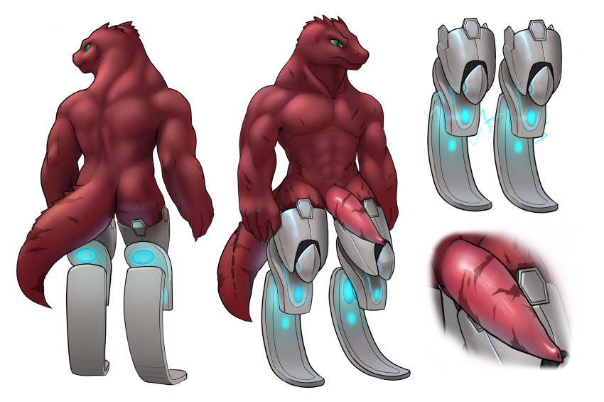 2019 abs amputee animal_genitalia anthro biceps butt close-up cockslit cybernetics cyborg digital_media_(artwork) dungeons_&amp;_dragons erection futuristic hi_res kobold lizard looking_at_viewer machine male model_sheet muscular muscular_male nude pecs penis prosthetic reptile scales scalie scar science_fiction simple_background solo standing swolebold thick_thighs w4g4 yellow_sclera