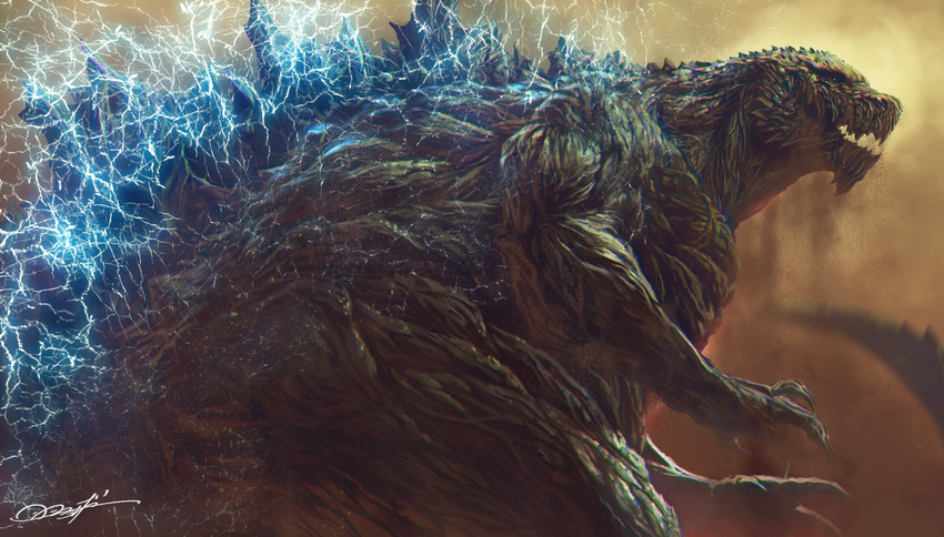 electricity energy giant_monster glowing godzilla godzilla:_monster_planet godzilla_(series) kaijuu lightning monster no_humans polygon_pictures rabidhowl smoke toho_(film_company)