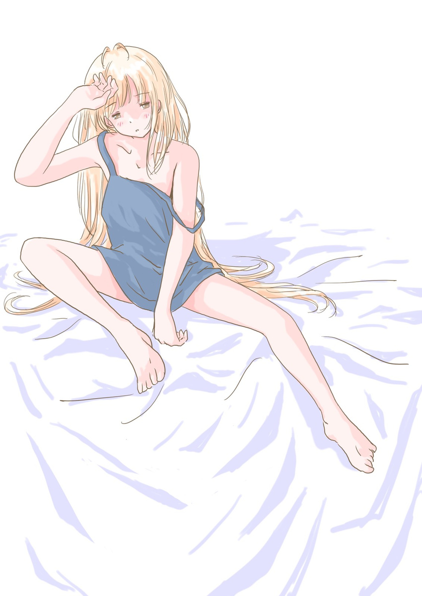 akazukin_chacha barefoot bed blonde_hair magical_princess sitting underwear