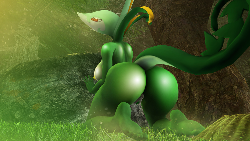 16:9 3d_(artwork) anthro anthrofied anus big_butt breasts butt digital_media_(artwork) female forest grass hi_res mammal nintendo nipples nude pervertguy341 pok&eacute;mon pok&eacute;mon_(species) pok&eacute;morph pussy rear_view reptile scalie serperior solo source_filmmaker tree video_games yellow_nipples