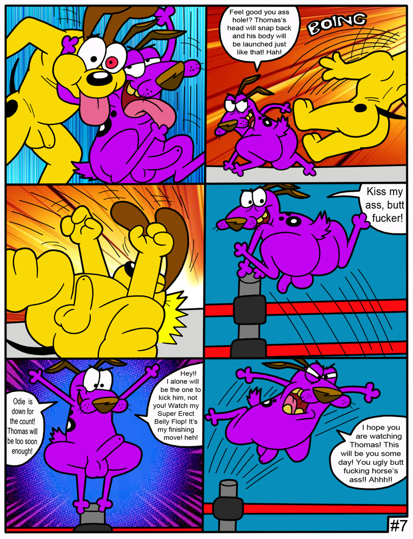 balls butt canine cartoon_network courage courage_the_cowardly_dog dog garfield garfield_(series) mammal odie penis tbfm wrestling