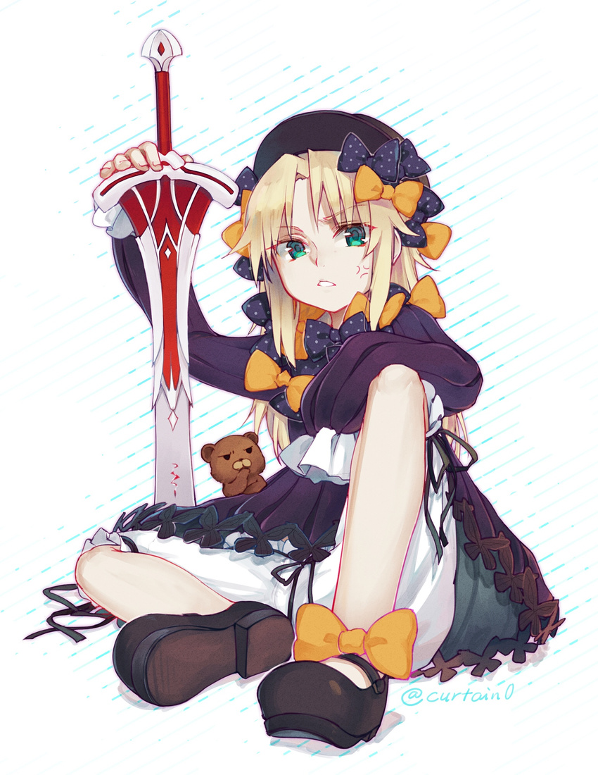 abigail_williams_(fate/grand_order) bloomers cosplay curtain dress fate/grand_order saber_extra sword