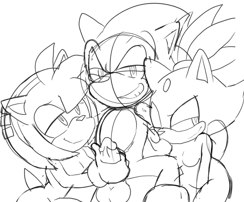 amy_rose balls blaze_the_cat breasts erection female grin group hairband half-closed_eyes hand_on_head handjob hedgehog kneeling looking_at_viewer male male/female mammal monochrome penis senshion sex simple_background sitting sketch smile sonic_(series) sonic_the_hedgehog spreading