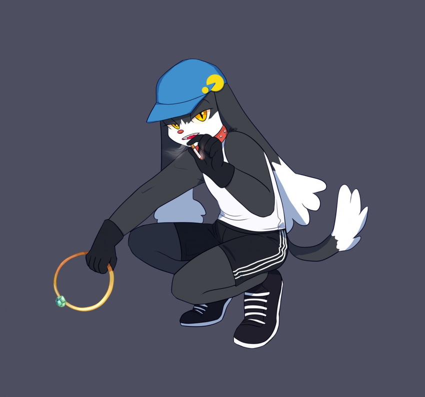 cigar clothing collar crouching feline gloves hat kaputska klonoa klonoa_(series) long_ears looking_at_viewer mammal ring shorts slav tennis undershirt yellow_eyes