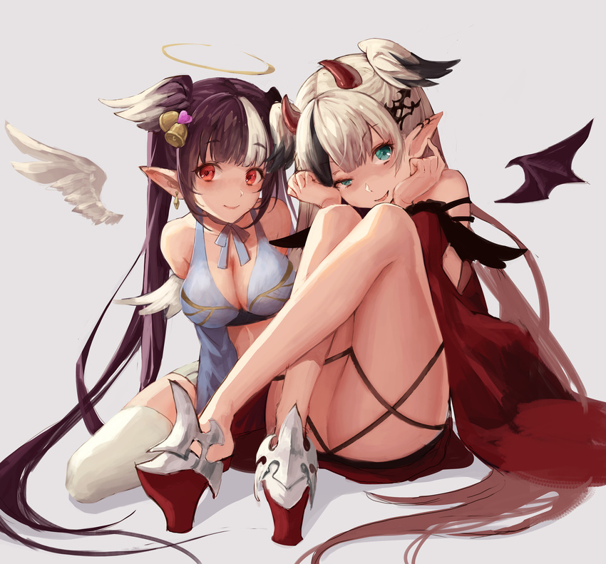 angel cleavage devil horns pointy_ears tagme wings