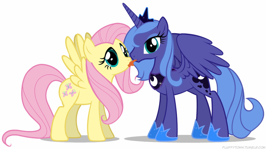 16:9 2013 animated blue_hair crown cute cutie_mark duo equine eyelashes eyeshadow feathered_wings feathers female female/female flapping fluttershy_(mlp) french_kissing friendship_is_magic hair horn kissing licking looking_at_viewer love makeup mammal mascara mixermike622 my_little_pony pegasus pink_hair princess_luna_(mlp) shadow simple_background sparkles spread_wings teal_eyes tongue tongue_out white_background winged_unicorn wings