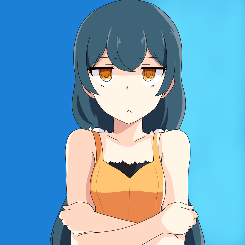 1girl artist_request bandai bare_shoulders blush digimon digimon_story:_cyber_sleuth_hacker's_memory female highres long_hair long_twintails looking_at_viewer mishima_erika serious solo twintails very_long_hair yellow_eyes