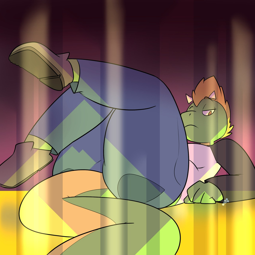 big_butt butt butt_focus clothed clothing dragon female fully_clothed horn long_tail looking_at_viewer lying potoobrigham sasha_(digitalpelican) scalie thick_thighs