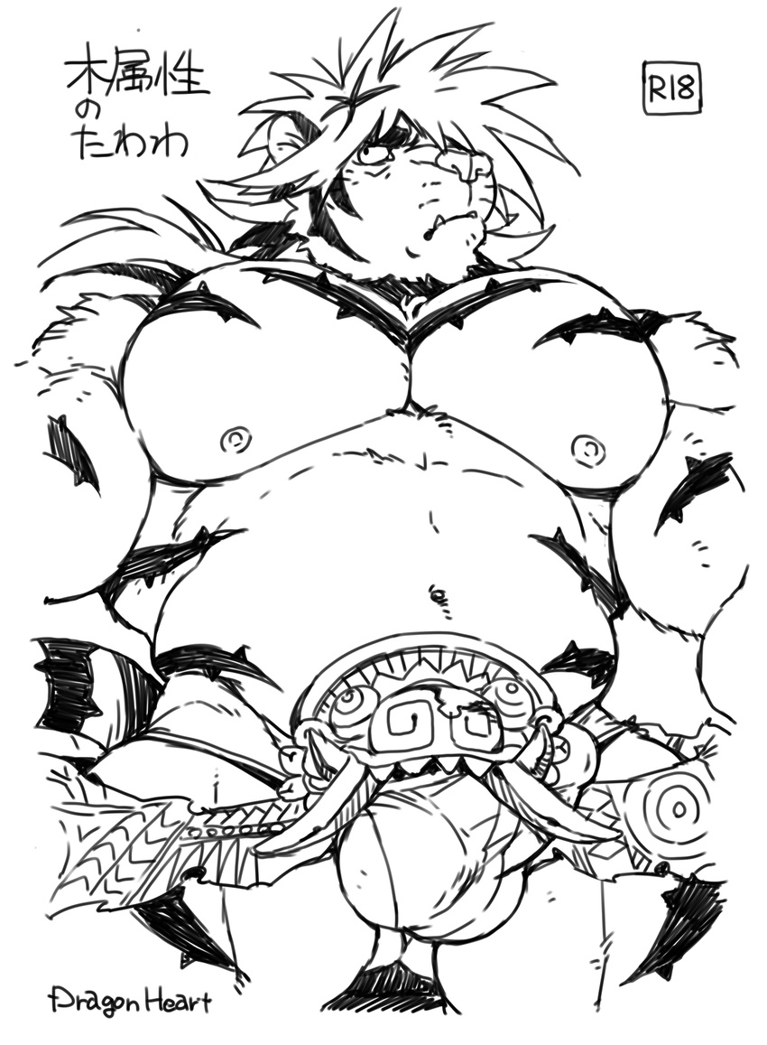 black_and_white bulge clothing feline gamma-g loincloth magan male mammal monochrome muscular muscular_male pecs speedo swimsuit tiger tokyo_afterschool_summoners