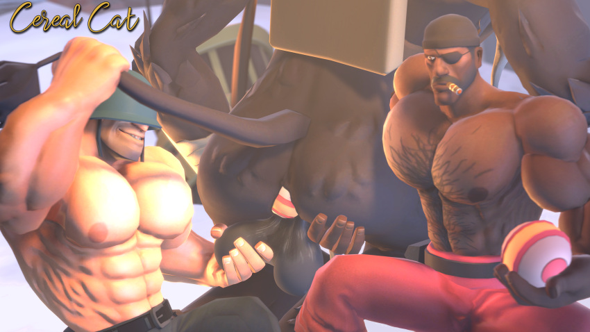 16:9 3d_(artwork) abs absurd_res anal anal_penetration anthro ball balls biceps big_muscles bovid caprine caprine_demon christmas cigar clothing demoman_(team_fortress_2) demon digital_media_(artwork) eye_patch eyewear fur genitals goat_demon group hand_on_butt hi_res holding_ball holding_object holding_tail holidays human krampus_(team_fortress_2) male male/male mammal muscular nipples pecs penetration shirtless soldier_(team_fortress_2) source_filmmaker tail team_fortress_2 trio valve weegeen8or1337 widescreen