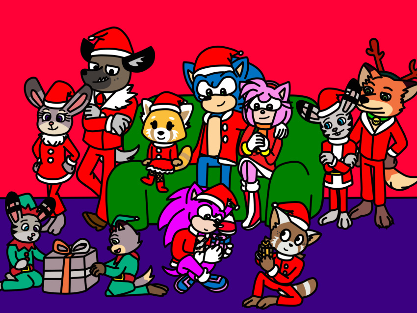 aggretsuko ailurid ameth18 amy_rose anthro black_eyes blue_body blue_eyes blue_fur brother_(lore) brother_and_sister_(lore) brown_body brown_fur canid canine canis child christmas christmas_clothing christmas_headwear clothed clothing crossover daughter_(lore) digit_ring disney ear_markings eulipotyphlan facial_markings family family_photo family_portrait fan_character father_(lore) father_and_child_(lore) father_and_daughter_(lore) father_and_son_(lore) female fox fur green_body green_eyes green_fur grey_body grey_eyes grey_fur group haida_(aggretsuko) hat head_markings head_tuft headgear headwear hedgehog holidays hyena interspecies jack_savage jerry_savage_(ameth18) jewelry judy_hopps koka_(ameth18) lagomorph leporid male male/female mammal markings mother_(lore) mother_and_child_(lore) mother_and_daughter_(lore) mother_and_son_(lore) netflix nick_wilde nicole_wilde_(ameth18) open_mouth open_smile parent_(lore) parent_and_child_(lore) parent_and_daughter_(lore) parent_and_son_(lore) pink_body pink_fur plushie purple_eyes rabbit red_body red_fox red_fur red_panda retsuko ring sanrio santa_hat sega sibling_(lore) singing sirinathehedgehog sister_(lore) smile son_(lore) sonic_the_hedgehog sonic_the_hedgehog_(series) speed_rose_the_hedgehog_(ameth18) spotted_hyena striped_body striped_fur stripes teddy_bear teeth topwear tuft wedding_ring yellow_body yellow_fur young zootopia